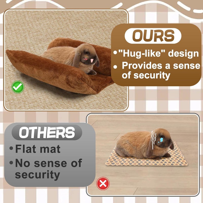 Alphatool 15.7" x 14" Soft Bunny Bed - Rabbit Bed, Warm Cuddle Cushion Plush Mat for Guinea Pig, Ferret, Small Animal - Brown - Image 3